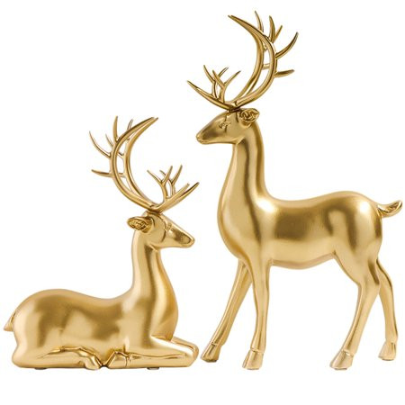 2 Pcs Resin Elk Ornaments Crafts Home Decor Elk Adornment Sitting Deer Statues Xmas Elk Decor Lovers | Walmart (US)
