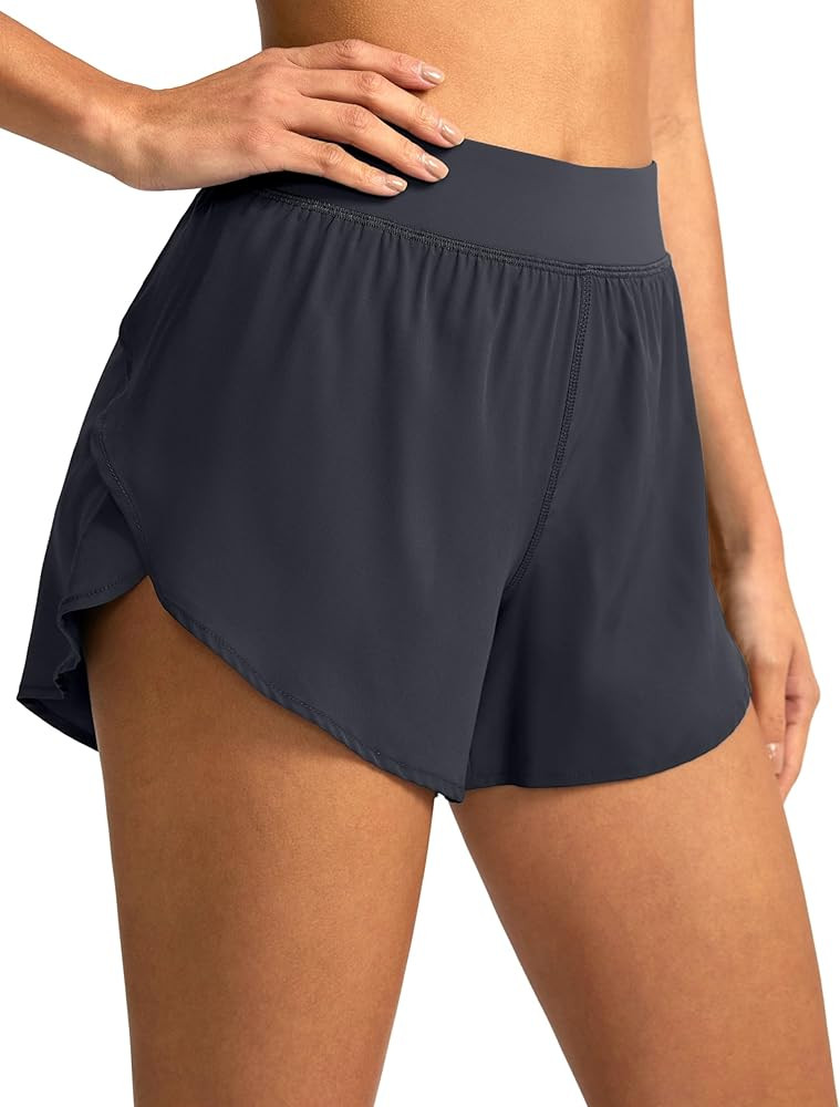 Soothfeel High Waisted Athletic Running Shorts for Women Dolphin Shorts High Split Quick Dry Gym ... | Amazon (US)