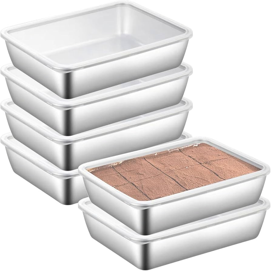 Nonstick Baking Pan with Lid Stainless Steel Lasagna Brownie Pan 10 x 7.6 x 2 Inch - Rectangle Fo... | Amazon (US)