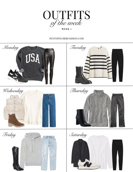 Year round capsule wardrobe featuring 74 pieces! Here is week 1 outfits. All pieces are linked on the blog. Polished casual outfits. Perfect for busy moms, work from home, weekend wear, casual Fridays and more

#LTKstyletip #LTKfindsunder100 #LTKSeasonal
