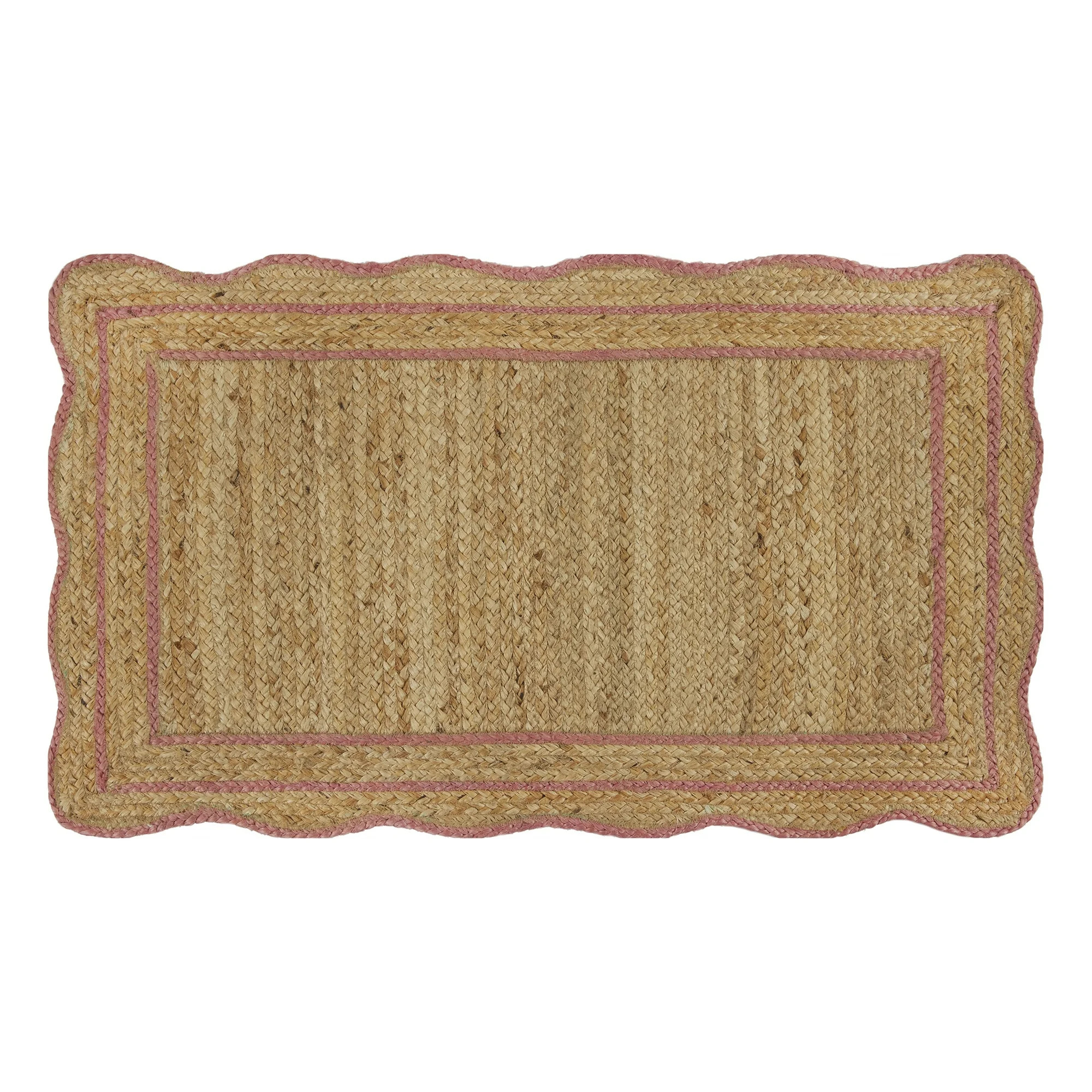 The Pioneer Woman 100% Jute Scallop Kitchen Rug, Natural & Coral, 20" x 34" | Walmart (US)