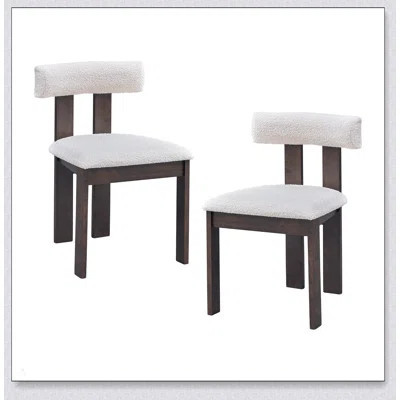 Modern Boucle Upholstered Wooden Dining Chairs, Set of 2, Mid-Century Design for Comfort and Style in Any Room | Wayfair North America