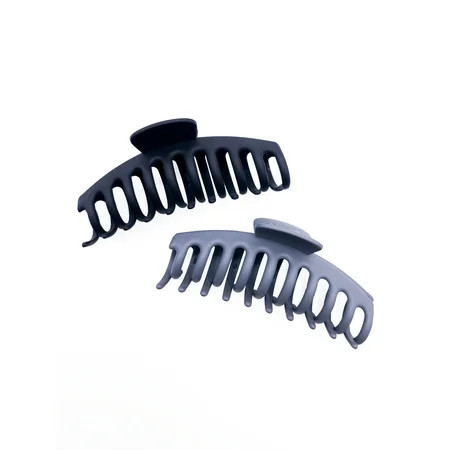 Time and Tru Women's Hair Claw Clip 2-Pack, Gray | Walmart (US)
