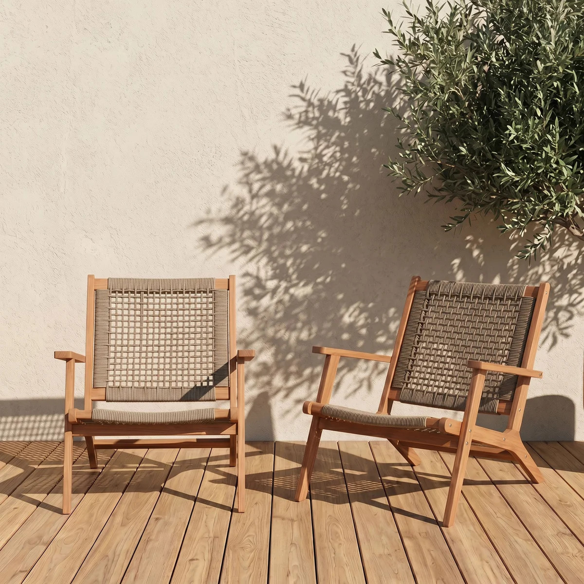 Kaetlin Acacia Outdoor Lounge Chair (Set of 2) | Wayfair North America