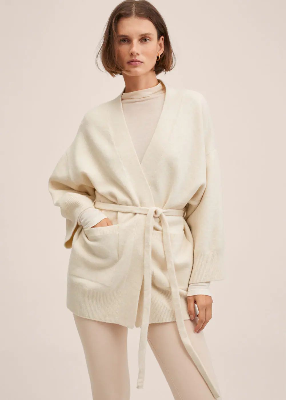 Knitted cardigan with belt | MANGO (US)