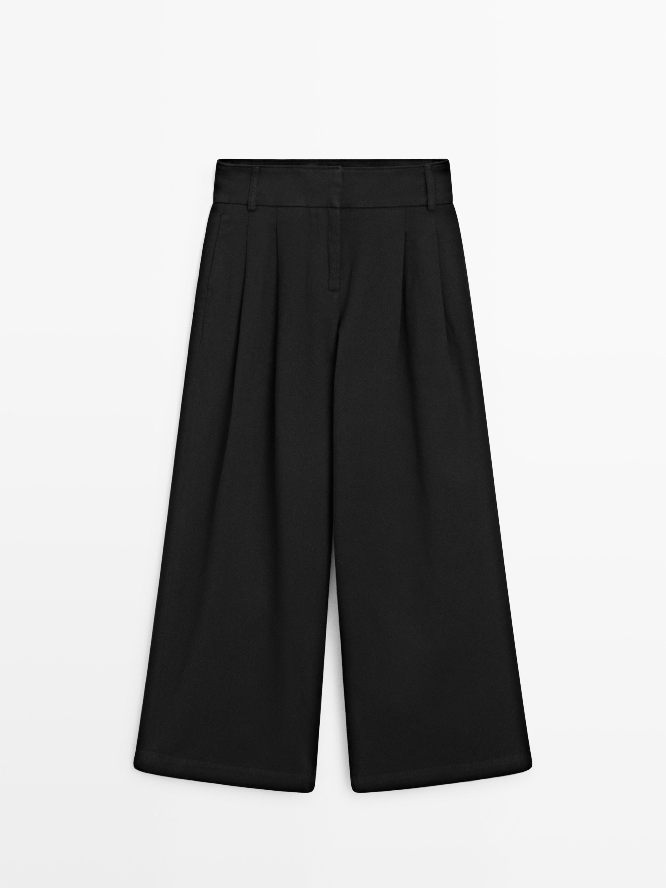 Darted wide-leg trousers | Massimo Dutti US