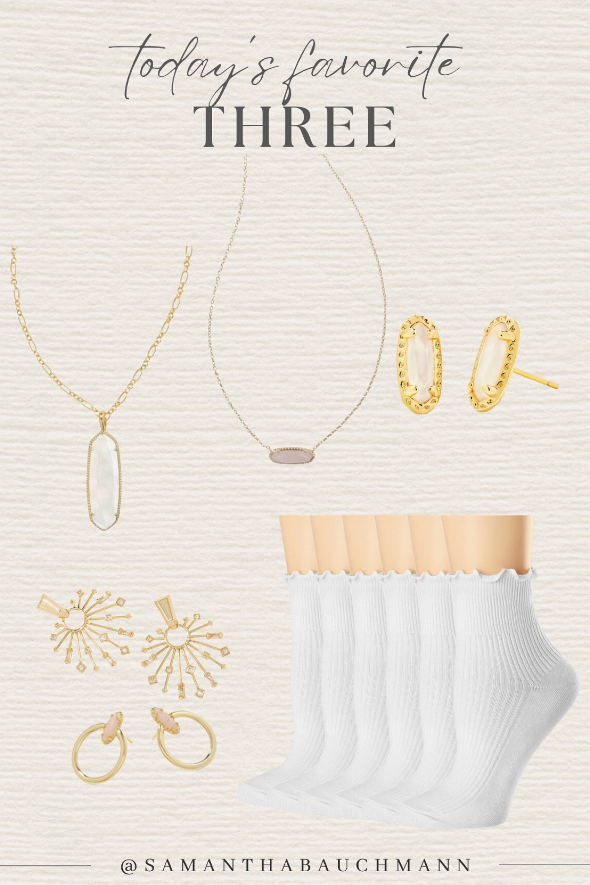 Todays favorite three! Kendra Scott x Target necklaces, earrings and socks for my uggs! 

#LTKfindsunder100 #LTKGiftGuide #LTKfindsunder50