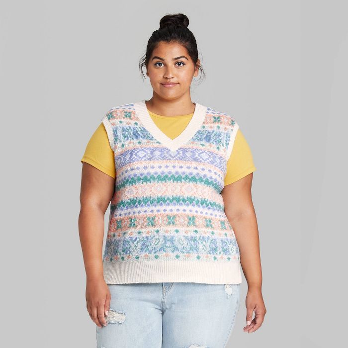 Women's V-Neck Printed Sweater Vest - Wild Fable™ | Target