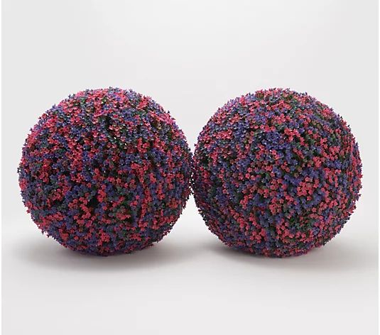 Wicker Park Set of (2) 15" Faux Flower Indoor/Outdoor Garden Spheres - QVC.com | QVC