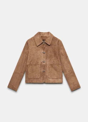 Tan Suede Pocket Detail Jacket | Mint Velvet