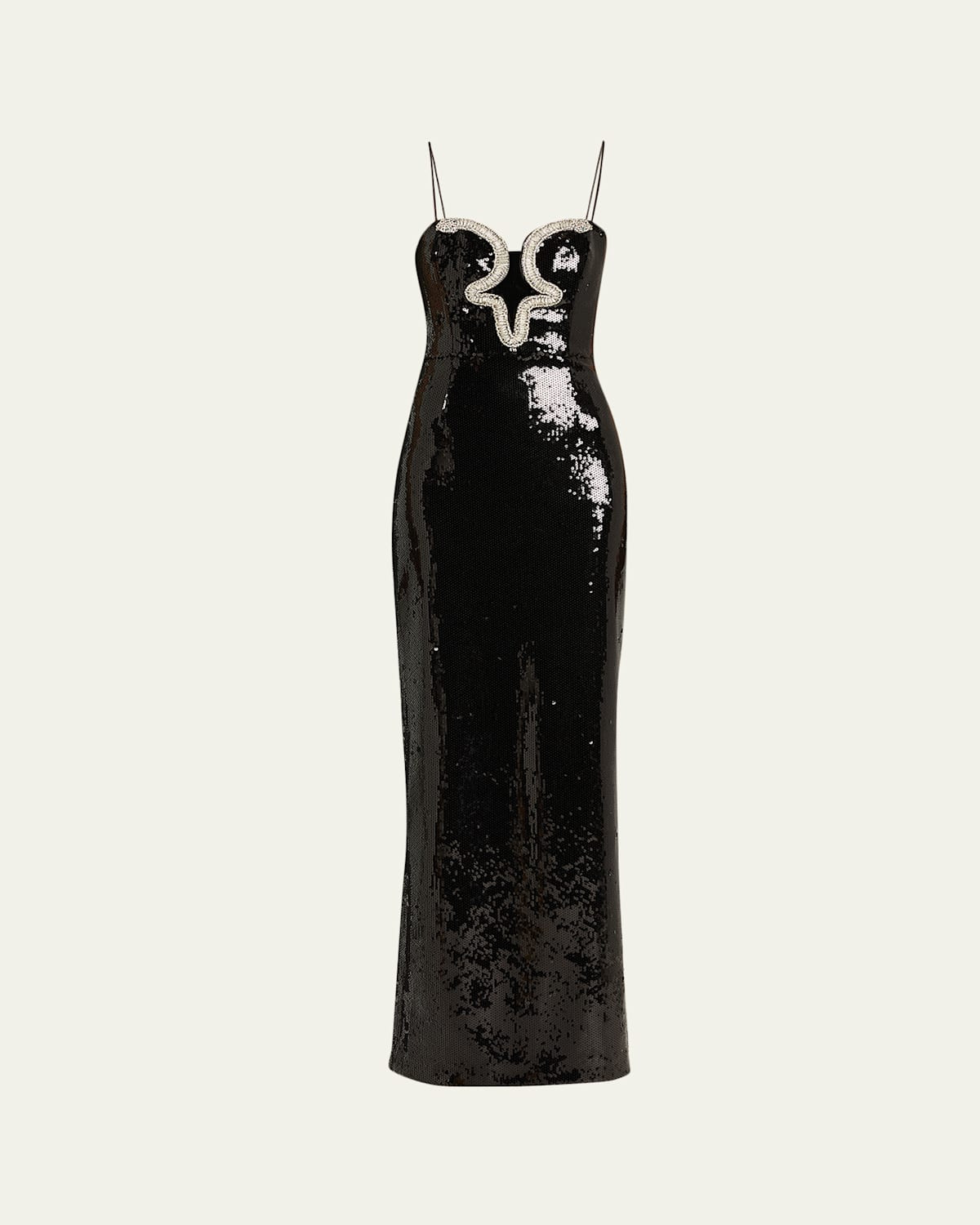 Lyra Plunging Diamante Snake-Trim Sequin Gown | Bergdorf Goodman