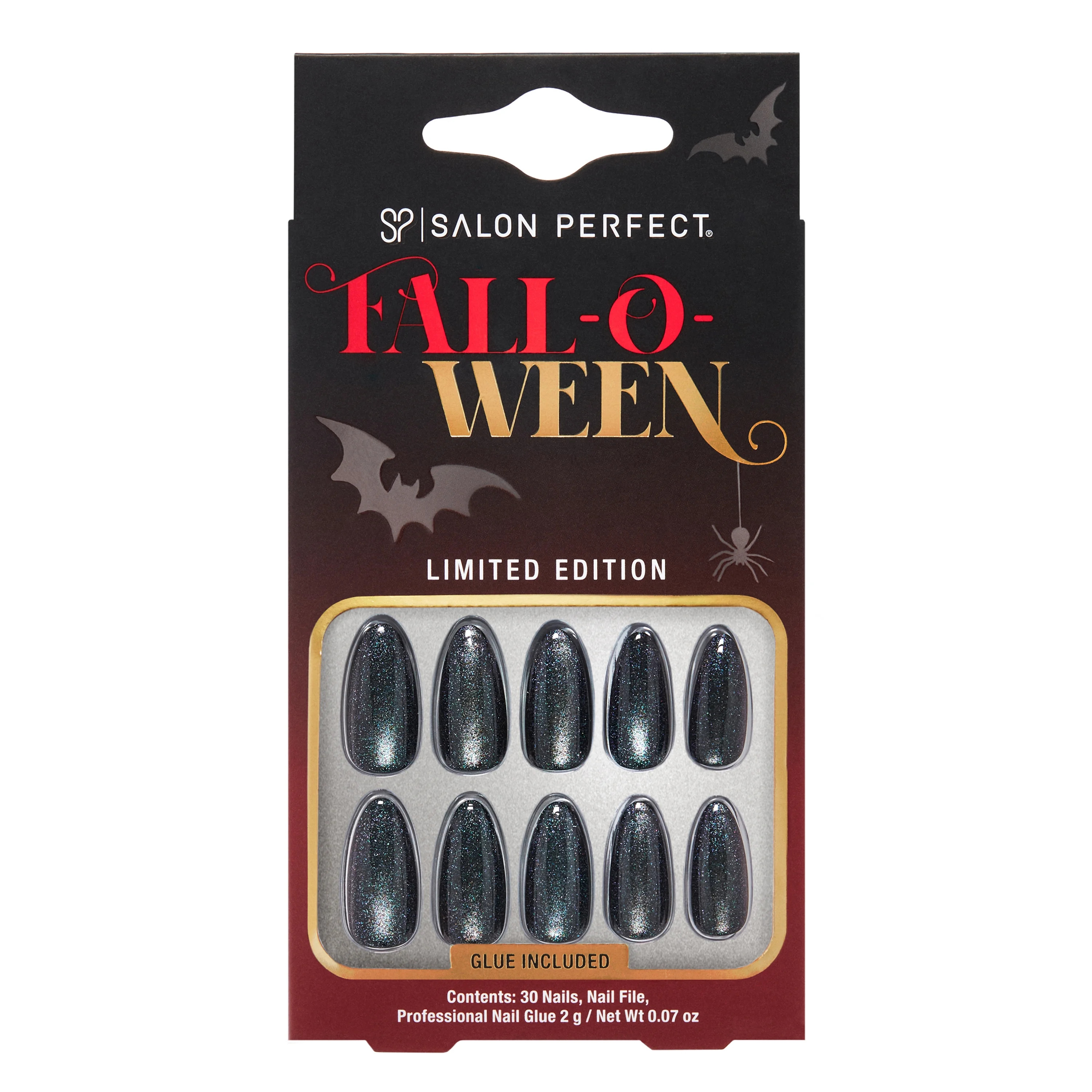 Salon Perfect Falloween Press On Nails, 326 Magnetic Holographic Green, File & Glue Included, 30 ... | Walmart (US)