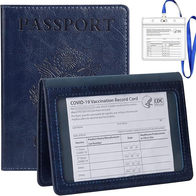 TIGARI Passport and Vaccine Card Holder Combo, PU Leather Passport Holder with Vaccine Card Slot,... | Amazon (US)