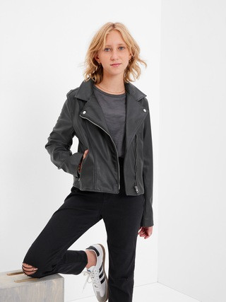 Teen 100% Recycled Faux-Leather Moto Jacket | Gap (US)