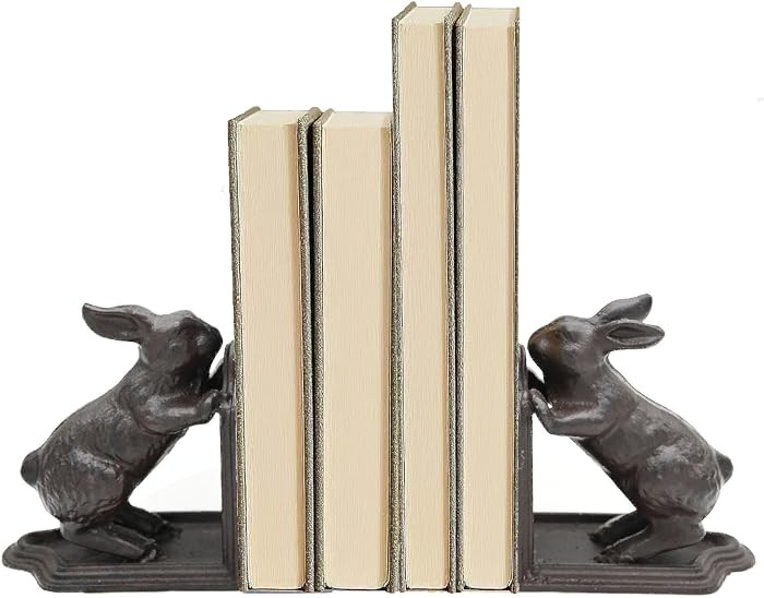 Decorative Book Ends Cast Iron Cute Bunny Bookends,Vintage Heavy Duty Book Ends for Shelves,Book ... | Amazon (US)