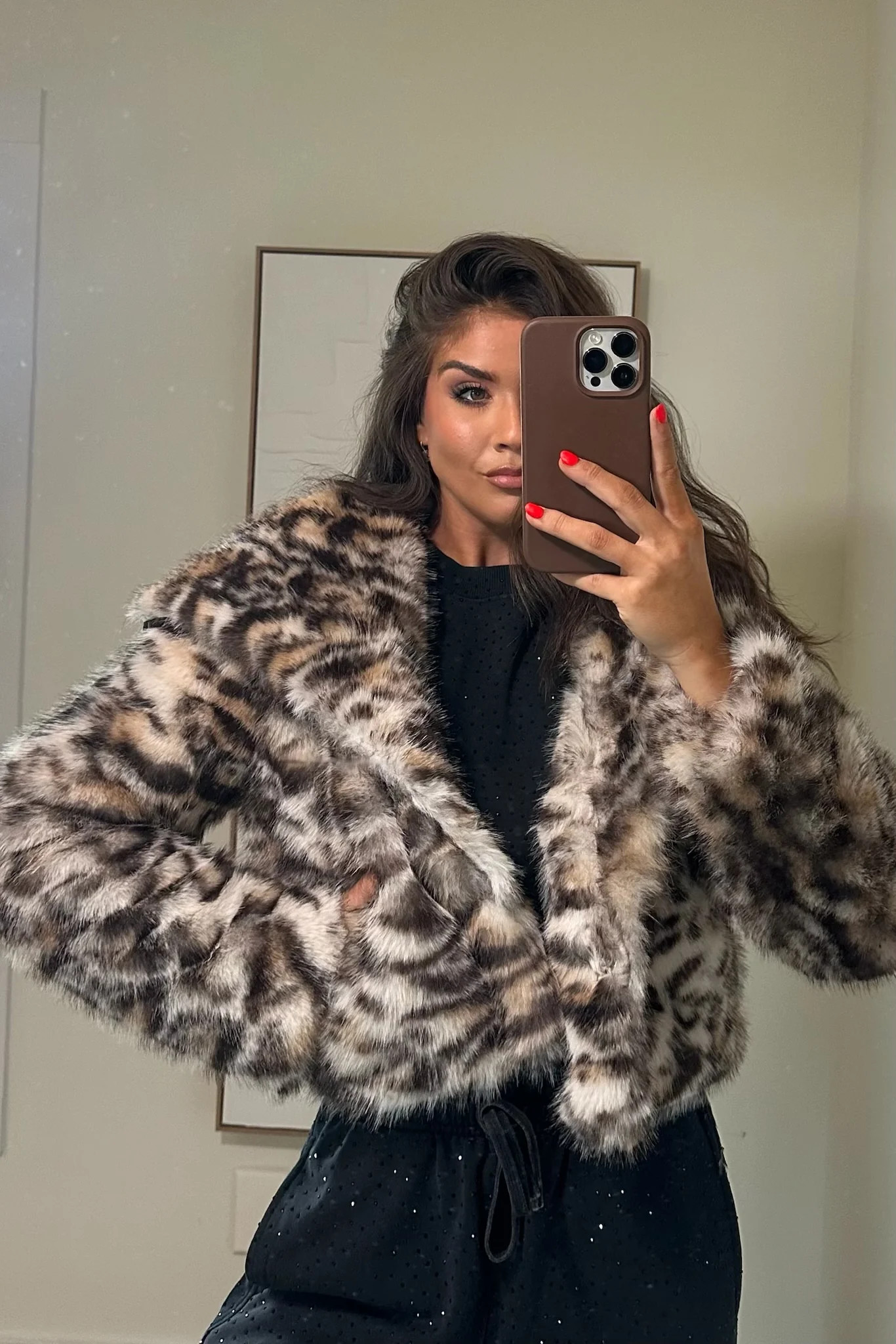 NEW!! Knock Out Leopard Cropped Faux Fur Jacket | Glitzy Bella