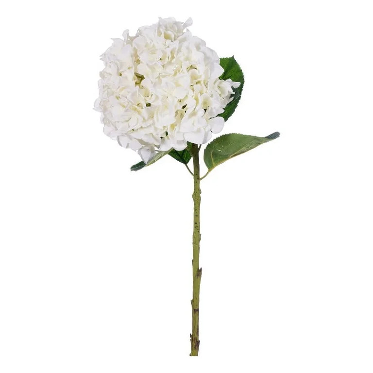 Vickerman 30" White Large Artificial Hydrangea with leaves on Stem. | Walmart (US)
