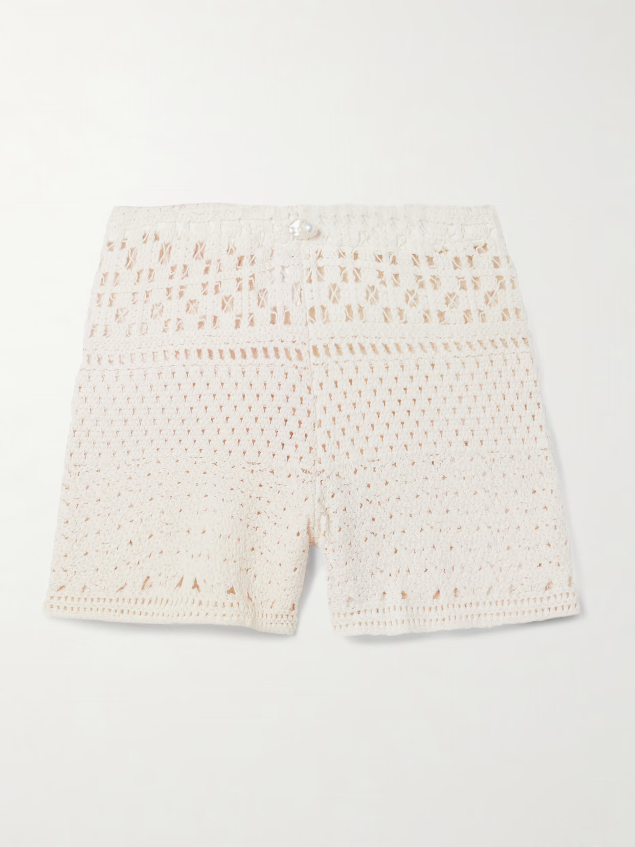 Sara Cristina - Playa Pearl-embellished Crocheted Cotton Shorts - Ivory | NET-A-PORTER (US)