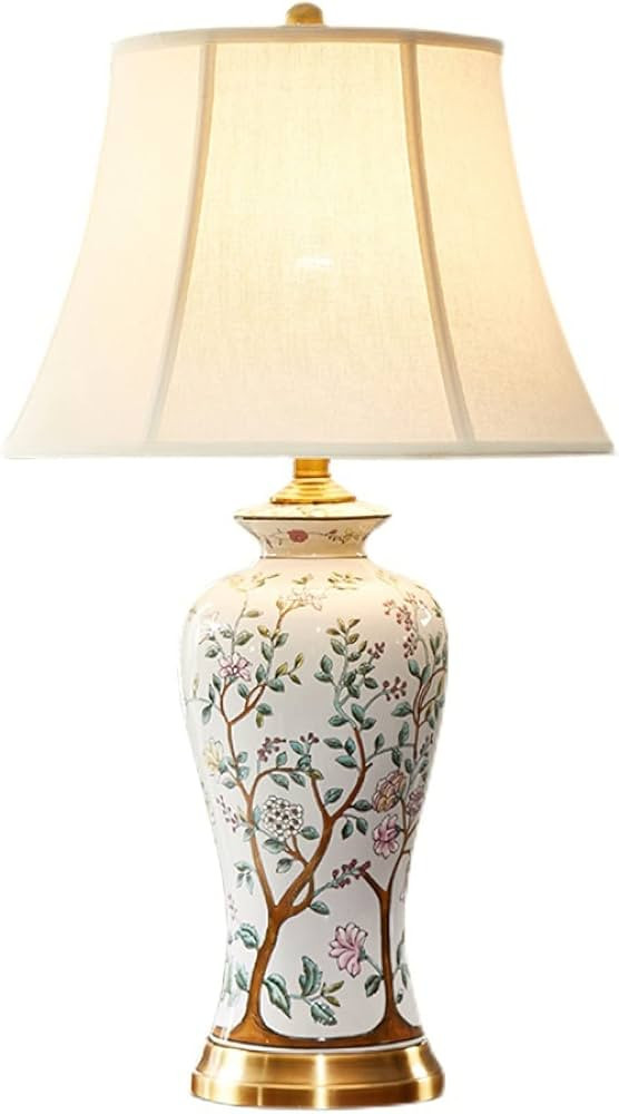 CEKUXPS Twig Ceramic Table Lamp, Rustic Vintage White 27.5" Tall Coastal Bedside lamp, Ceramic La... | Amazon (US)