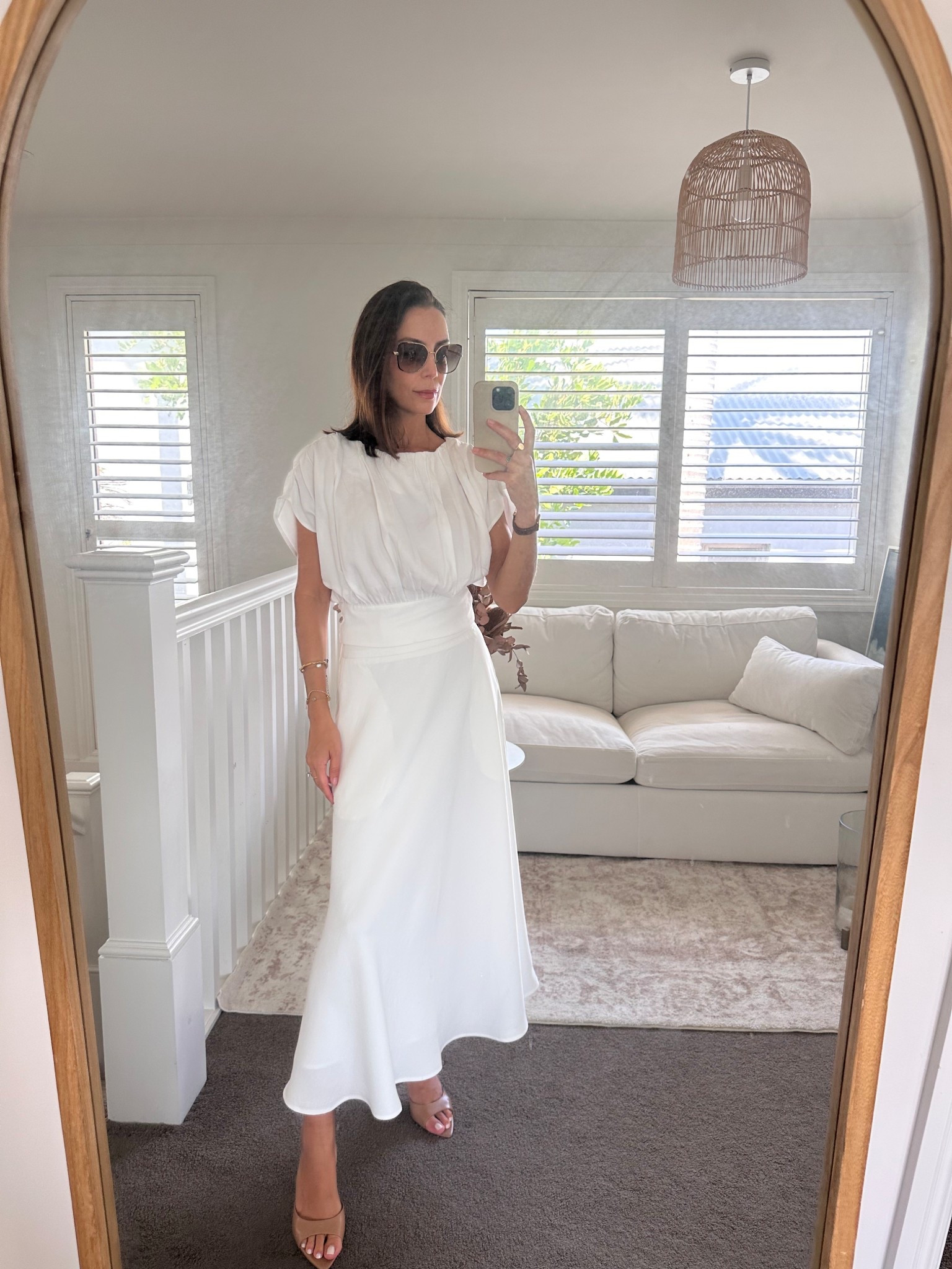 White matching set top and skirt 

#LTKworkwear #LTKaustralia #LTKsummer