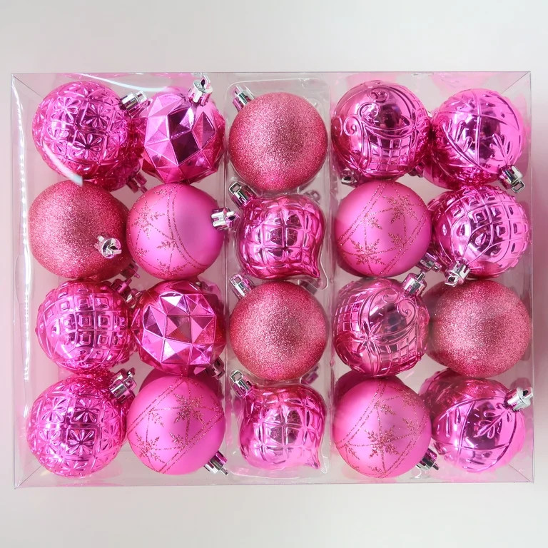 Pink Shatterproof Christmas Ornaments, 2.36 in, 40 Count, by Holiday Time - Walmart.com | Walmart (US)