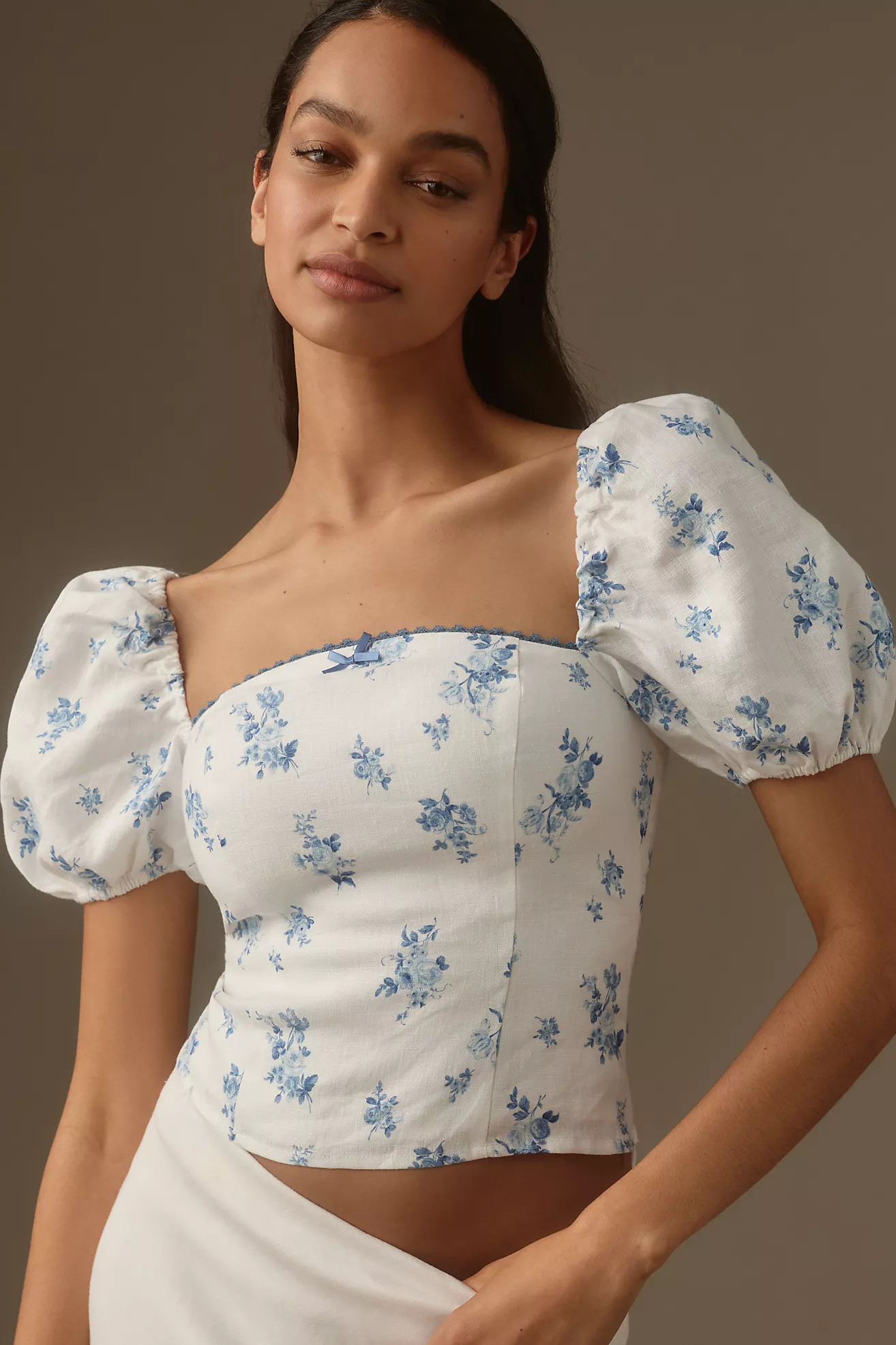Reformation Marella Linen Top | Anthropologie (US)