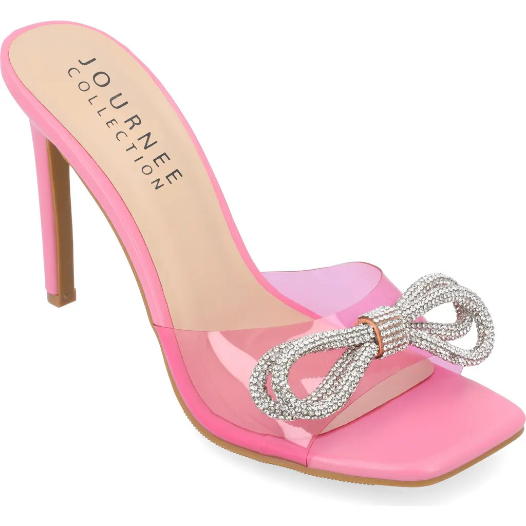 Journee Collection Fenella Embellished Clear Strap Stiletto Sandal in Pink at Nordstrom Rack, Size 7.5 | Nordstrom Rack