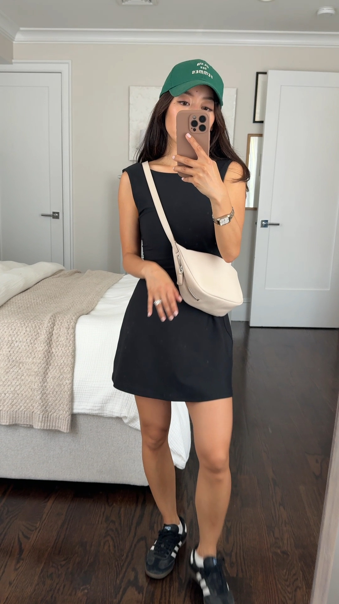 Abercrombie active sale plus code AFJEAN for extra 15% off!

• Abercrombie YPB active dress Xs petite - I prefer to size up in their YPB line so that it isn’t too fitted. 

Lightly padded with built in shorts. The shorts have an opening at the back for using the restroom without having to take the entire dress off. Super versatile with the elegant boatneck - see how I dressed this up with flats in another LTK. 

• Adidas sambas 5

• Madewell crossbody bag - linked current available color

• Similar hat linked 

#LTKSeasonal #LTKPetite #LTKActive