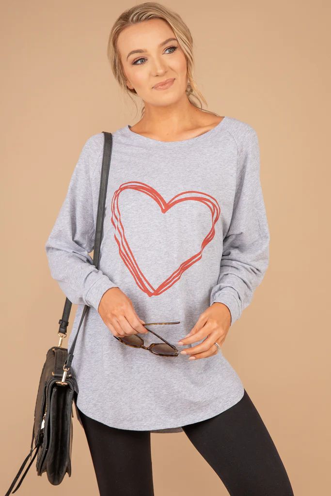 All Heart Heather Gray Graphic Tunic | The Mint Julep Boutique