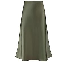 Modegal Women's Satin High Waist Hidden Elasticized Waistband Flared Casual A Line Midi Skirt | Amazon (CA)