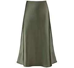 Modegal Women's Satin High Waist Hidden Elasticized Waistband Flared Casual A Line Midi Skirt | Amazon (CA)