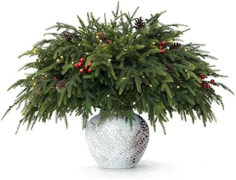WHANLEY L&Q 20-Piece Set 23" Christmas Norfolk Pine Branches with Lights - Battery Operated Chris... | Amazon (US)