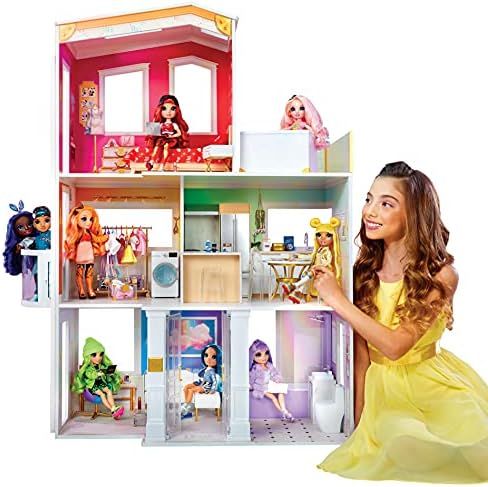 Rainbow High House – 3-Story Wood Doll House (4-Ft Tall & 3-Ft Wide), Fully Furnished Fashion D... | Amazon (US)