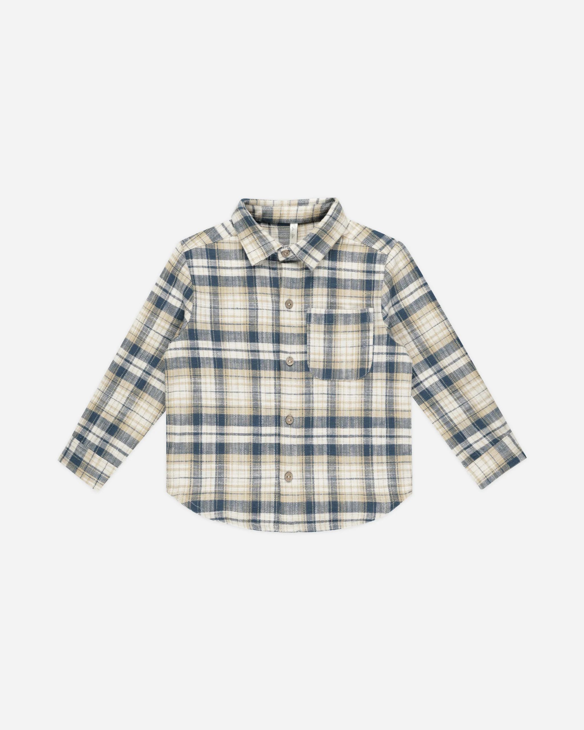 Collared Long Sleeve Shirt || Indigo Plaid | Rylee + Cru