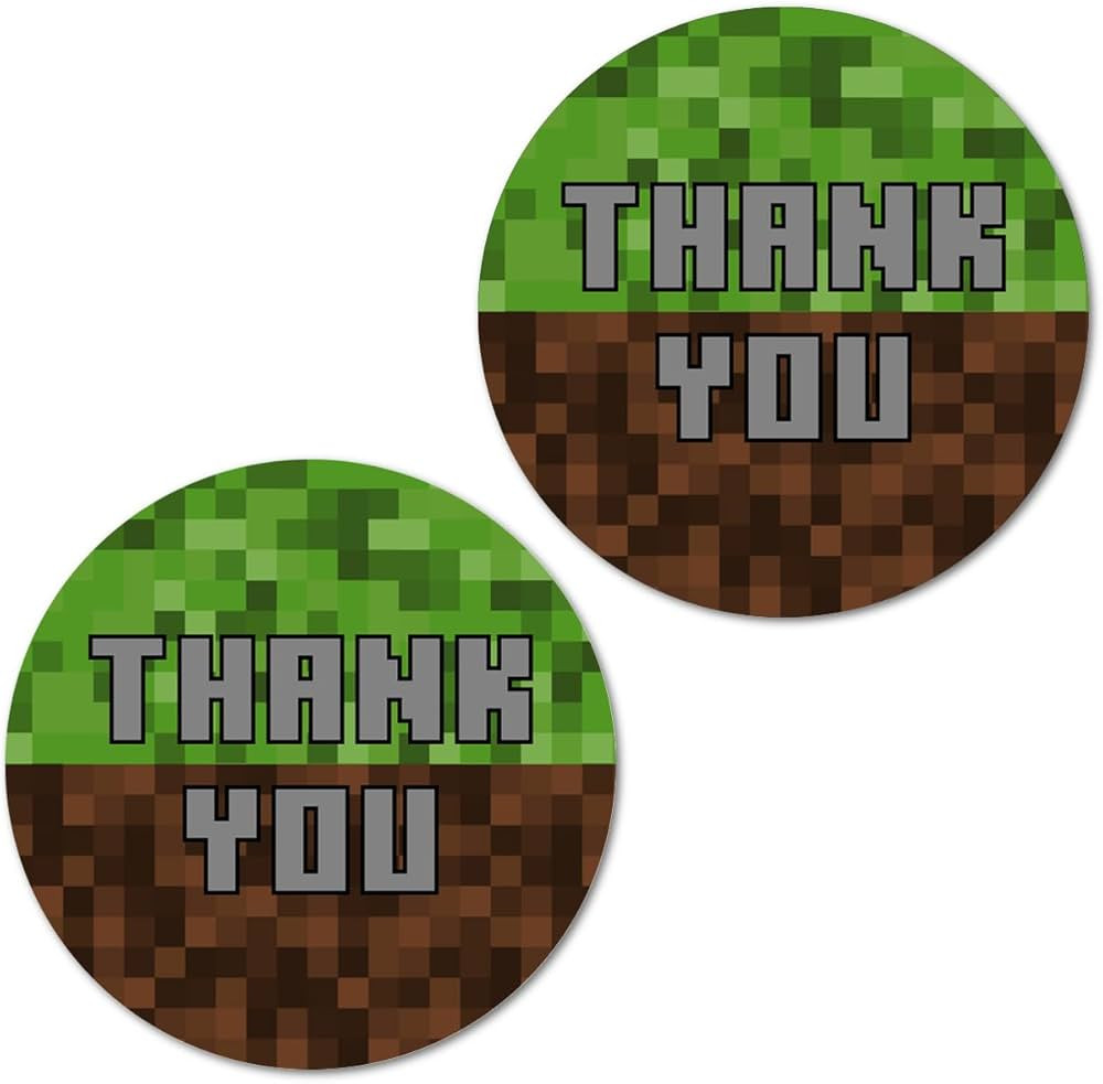 126 Pixel Miner Thank You Stickers, 1 Inch Big Round Glossy Labels, Great for Mine Themed Birthda... | Amazon (US)