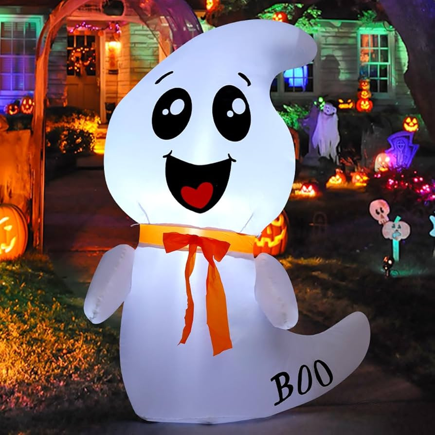 GOOSH 4 FT Halloween Inflatable Cute Ghost Outdoor Decorations Blow Up Yard Ghost with Built-in L... | Amazon (US)