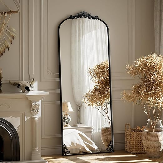 BEAUTYPEAK 56"x21" Arch Mirror Full Length, Traditional Vintage Ornate Baroque Mirror, Hanging or... | Amazon (US)