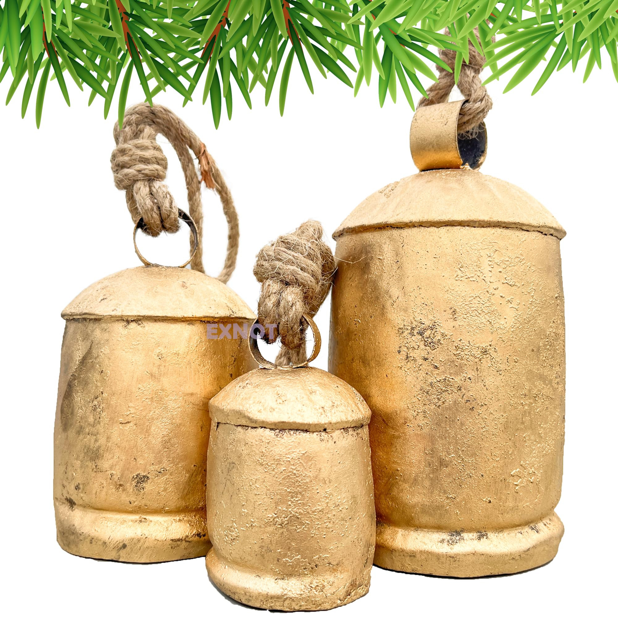 Set of 3 Giant Harmony Decorative Bells Vintage Rustic Home Decor Handmade Christmas Large Bells ... | Amazon (US)