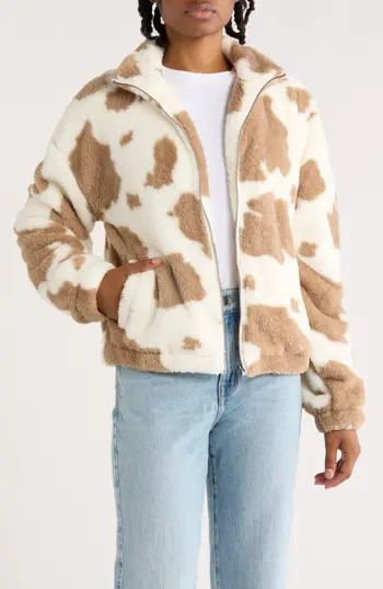 Thread & Supply Printed Faux Shearling Jacket in Brown Cow at Nordstrom Rack, Size X-Small | Nordstrom Rack