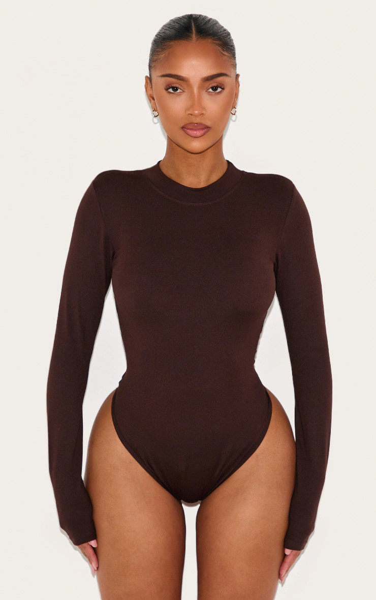 Shape Chocolate Sculpted Long Sleeve Bodysuit | PrettyLittleThing UK