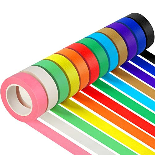 Guirnd 12PCS Colored Masking Tape, Kids Art Supplies, DIY Craft Tape, Colored Tape Rolls, Colored Painters Tape, 1.7cm x 12m (2/3In x 13Yards) | Amazon (US)