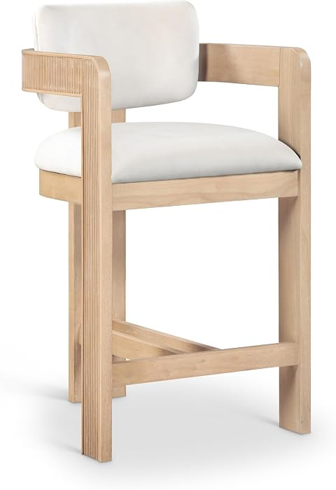 Meridian Furniture 11077Cream-C Sacha Collection Art Deco Stool with Ultra Luxe Cream Velvet, 460... | Amazon (US)