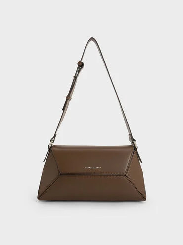 Nasrin Geometric Shoulder Bag
 - Dark Brown | Charles & Keith US