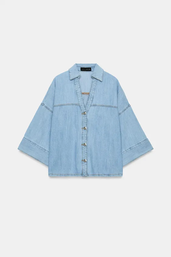 Z1975 WIDE SLEEVE DENIM SHIRT | Zara UK