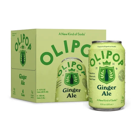 OLIPOP Prebiotic Soda, Ginger Ale, 12 fl oz, 4 Pack, Pantry Packs | Walmart (US)