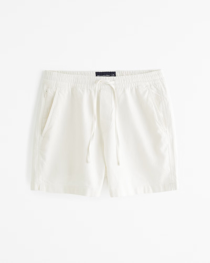 Abercrombie & Fitch Men's Linen-Blend Pull-On Short in White - Size L | Abercrombie & Fitch (US)
