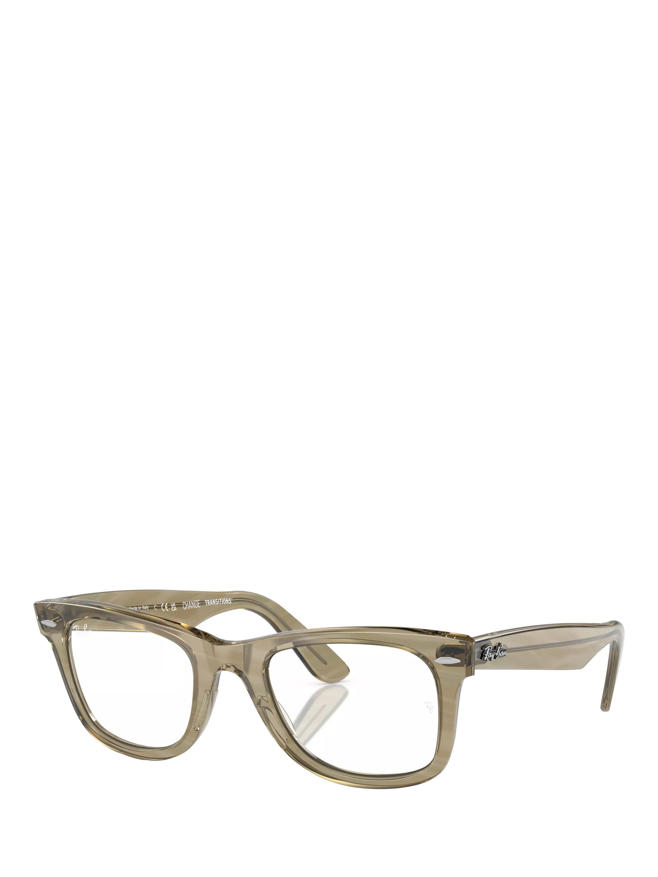 Ray-Ban RB2140 Men's D-Frame Sunglasses, Photo Striped Grey/Clear | John Lewis (UK)