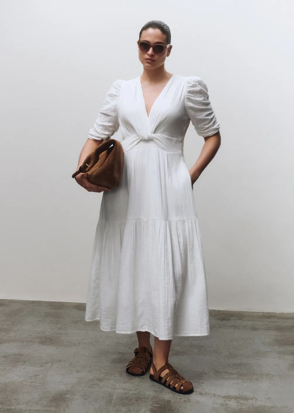 Cheesecloth Gathered Sleeve Maxi Dress | ME+EM Global (Excluding US)