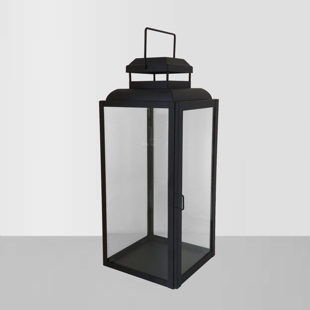16 Glass Outdoor Lantern with Black Frame - Threshold | Target