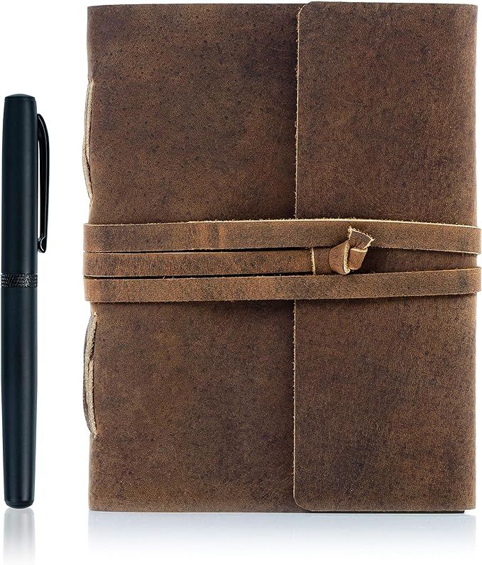 Leather Journal Lined Paper with luxury pen Handmade Leather Journal/Writing Notebook Diary/Bound... | Amazon (US)